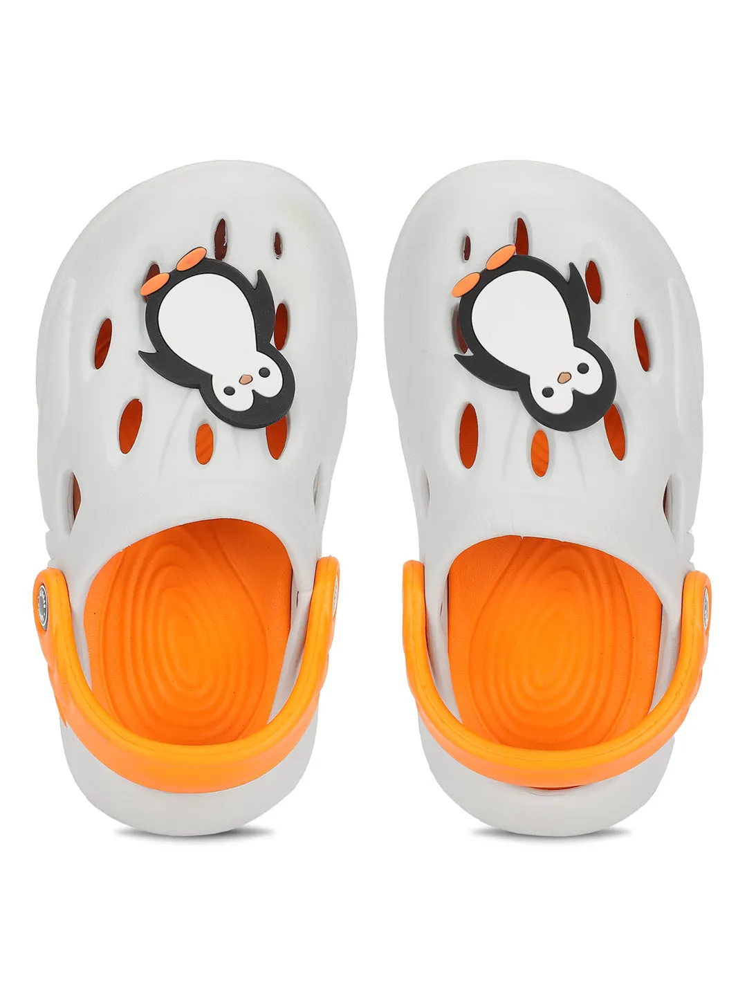 White Orange Stylish Slip-On Clogs For Kids-Unisex (TC-LCLOG4-WHTORG)